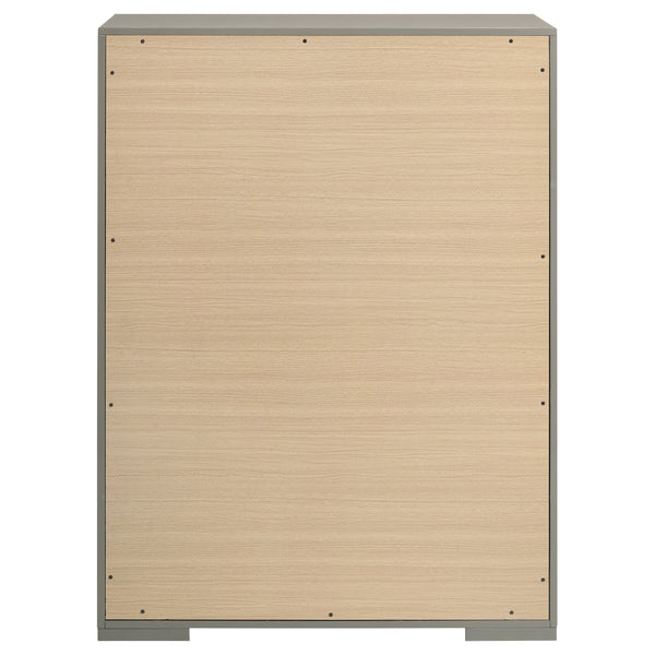English Elm Pierce Five Drawer Chest with Diamond Emboss Texture and Sleek Contemporary Bedroom Storage Grey B062P447672