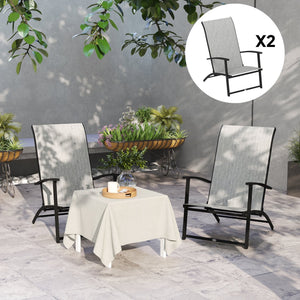 English Elm Outsunny Acacia Wood Patio Rocking Chair Set of 2 with Cushions and Armrests W2225P485609