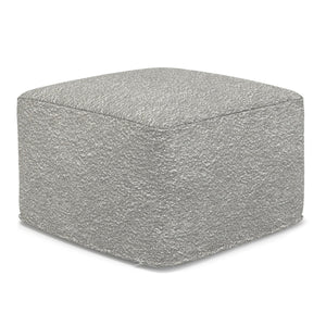 English Elm Chantal Boucle Square Pouf Handcrafted Cotton Accent Footrest for Modern Living Rooms Light Gray B136P427585