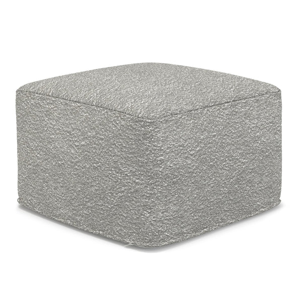 English Elm Chantal Boucle Square Pouf Handcrafted Cotton Accent Footrest for Modern Living Rooms Light Gray B136P427585