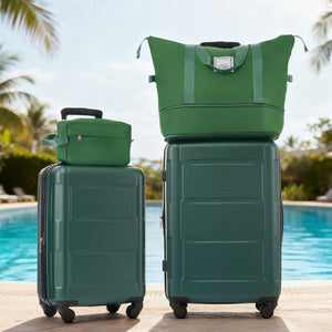 English Elm 2 Piece Abs Hard Shell Spinner Luggage Set with Tsa Lock Expandable Travel Suitcases Green N732P198744F