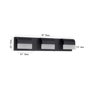 English Elm LED Contemporary 3-Light Matt Black Bathroom Vanity Light Fixture Over Mirror Dimmable 6000K PMID W2312P374894