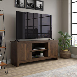 English Elm Tv Stand for 65 Inch Screens with Open Shelves Cabinets and Wire Management B2733P436849