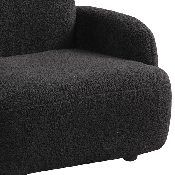English Elm Rosella Bear Shaped Sherpa Kids Armchair with Sculpted Ears for Playroom Comfort Black B2749P413209