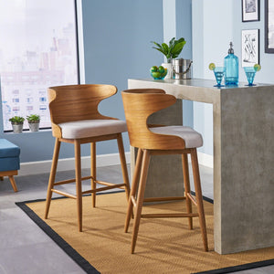 Christopher Knight Home® - Noble House - Kamryn Mid-Century Modern Upholstered Barstools (Set of 2)