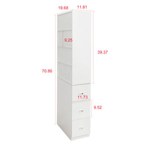 English Elm 70.87" H Modern Wooden Tall Storage Cabinet - 4-Tier Display Shelf & 3 Drawers For Stylish Organization W331P281205