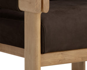 Sunpan Carmichael Lounge Chair - Handcrafted Solid Oak & Top Grain Leather for Modern Elegance and Comfort Nubuck Cocoa Leather