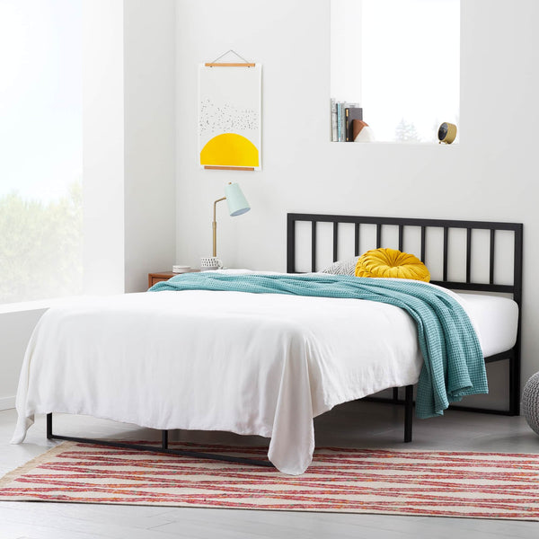 English Elm Linenspa Black Metal Headboard Cal King – 40" Vertical Panel All-Steel Design with Hardware Included B350P326219