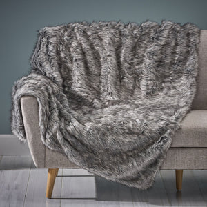 English Elm Christopher Knight Home® - BLANKET Luxurious Grey Faux Fur Throw 50"x60" Super Soft Cozy Pet-Friendly Warm Winter Accent 62633.00
