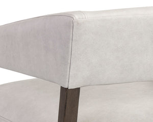 Sunpan Carlyle Lounge Chair - Mid-Century Modern Design in Genuine Leather with Solid Oak Frame for Comfort Saloon Light Grey Leather