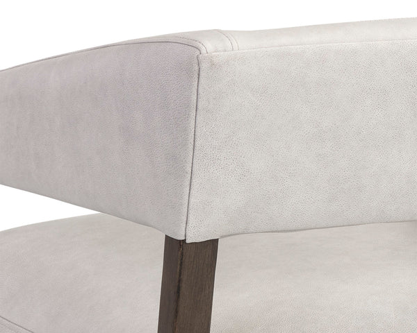 Sunpan Carlyle Lounge Chair - Mid-Century Modern Design in Genuine Leather with Solid Oak Frame for Comfort Saloon Light Grey Leather