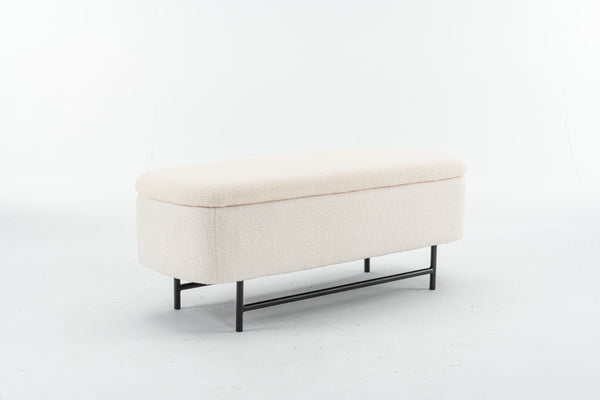 English Elm Bench Indoor Upholstered Storage Bench For Living Room, Bedroom & Entryway - Elegant Beige Design T3903P372077