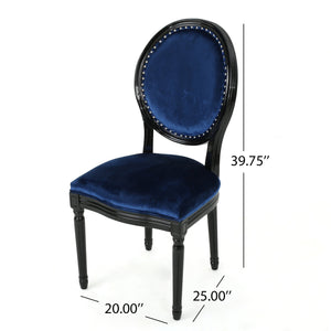 English Elm Christopher Knight Home® - KD Velvet Dining Chairs Set of 2 in Navy Blue – Plush Upholstery, Birch Frame, Gloss Black Legs, Classic Modern Blend 61363.00