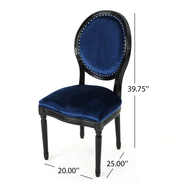 English Elm Christopher Knight Home® - KD Velvet Dining Chairs Set of 2 in Navy Blue – Plush Upholstery, Birch Frame, Gloss Black Legs, Classic Modern Blend 61363.00
