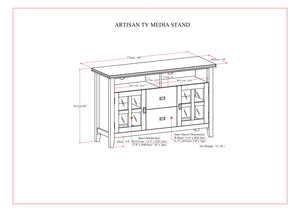 English Elm Artisan Tv Media Stand - Handcrafted Solid Wood In Russet Brown With Glass Doors & Antique Hardware B136P158405