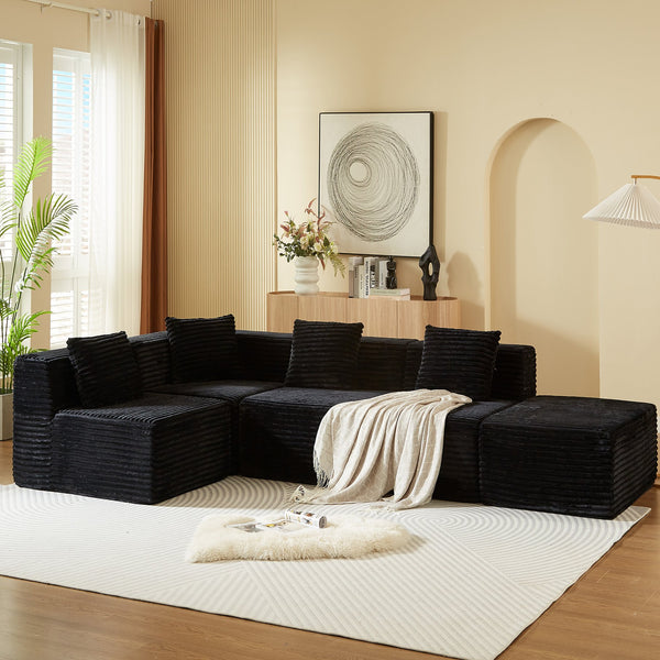 English Elm Modular Sectional Couches For Living Room - Versatile L-Shape Sofa With Cloud-Like Comfort & Style W3434S00003