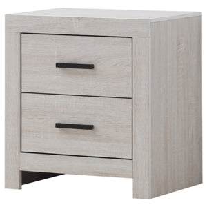 English Elm Brantford Barrel 2-Drawer Nightstand with Rustic Barrel Finish, Matte Bronze Handles, Ample Storage White B062P344907