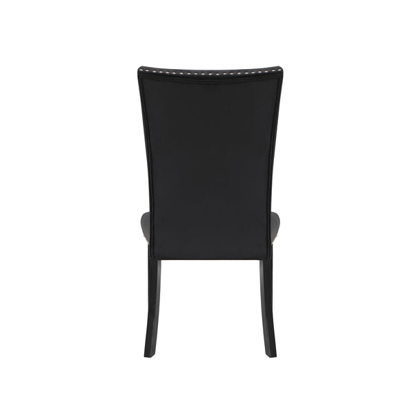 English Elm JHOANNA Plush Black Velvet Dining Chairs Set of 2 — Solid Wood Frame, Nailhead Trim, Transitional Elegance B201P226123