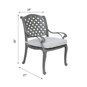 English Elm Indoor Aluminum Dining Chair with Cushion Grey+Gold — Weather-Resistant Lattice Back, Removable All-Weather Cushion, Stylish Patio Seating B010P157981