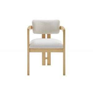 English Elm Modern Rustic Upholstered Dining Arm Chair with Sculptural Fluted Base, Curved Arms & Plush Comfort Natural 24.5 L x 25.5 W x 40.5 H B011P366704