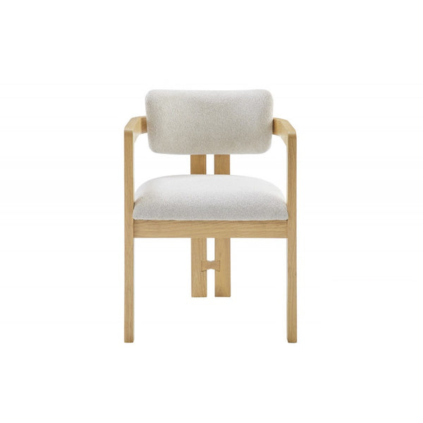 English Elm Modern Rustic Upholstered Dining Arm Chair with Sculptural Fluted Base, Curved Arms & Plush Comfort Natural 24.5 L x 25.5 W x 40.5 H B011P366704