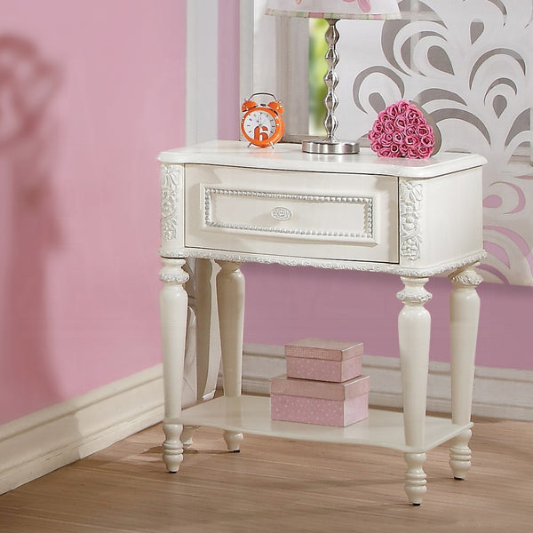 English Elm Ivory 1-Drawer Nightstand with Bottom Shelf for Books & Decor, Smooth-Glide Drawer, Compact Chic B062P215402