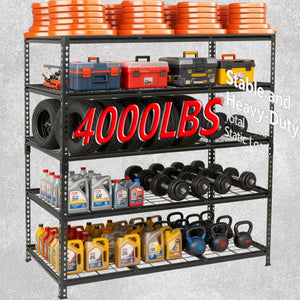 English Elm 5-tier Industrial Steel Shelving Unit Boltless Garage Workshop Storage Rack Black W2932P373612