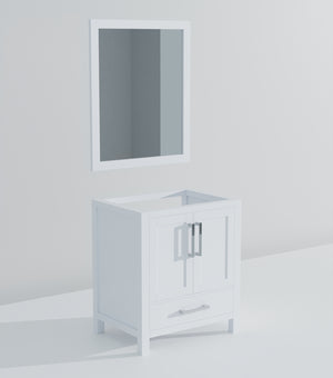 English Elm White Bath Vanity with 28" Mirror — 30" Top, Fully Assembled Wood Cabinet, Drawer & Open Shelf Storage B2731S00502