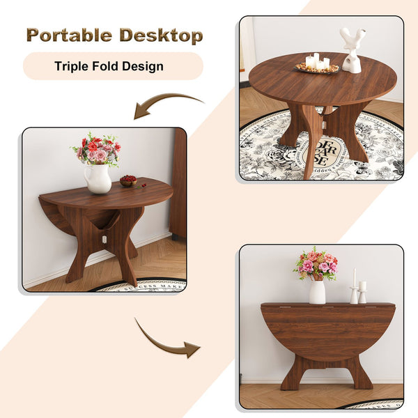 English Elm 43 Inch Foldable Mdf Dining Table with Warm Wood Grain Veneer for Compact Living Walnut W2700P409328