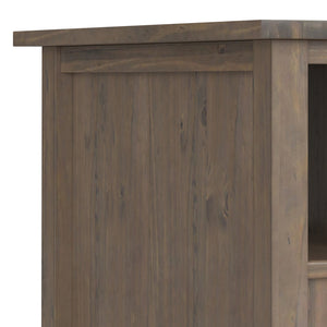English Elm Ela Narrow End Table in Smoky Brown Wood, Handcrafted Solid Wood, Drawer & Open Shelf Storage, Transitional Style B136P203458