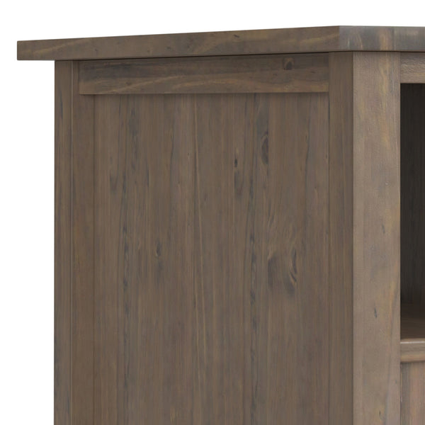 English Elm Ela Narrow End Table in Smoky Brown Wood, Handcrafted Solid Wood, Drawer & Open Shelf Storage, Transitional Style B136P203458