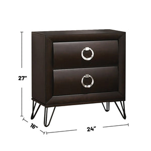 English Elm 2 Drawer Nightstand Curved Front Dovetail Joinery Iron Legs Felt Lined Bedroom B016P256424
