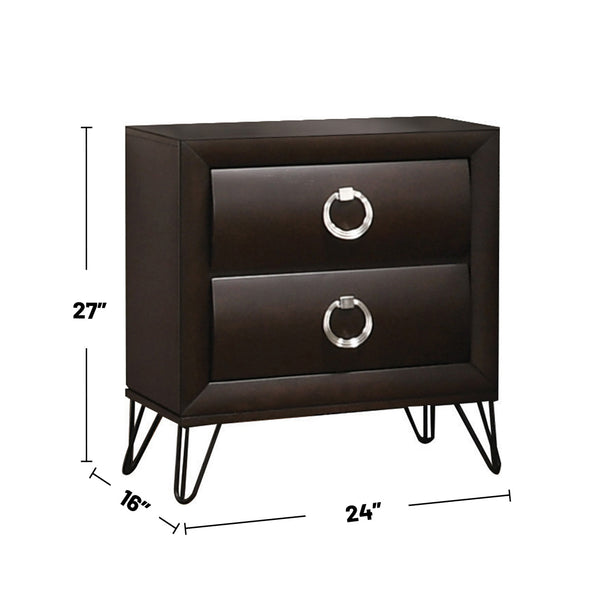 English Elm 2 Drawer Nightstand Curved Front Dovetail Joinery Iron Legs Felt Lined Bedroom B016P256424