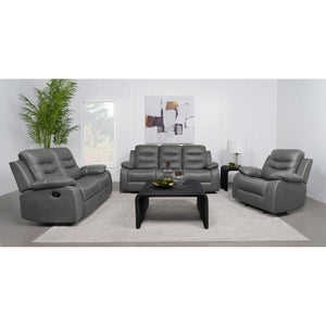 English Elm Kenneth Dark Grey Reclining Sofa with Contrast Stitching, Pillowtop Track Arms & Plush Cushioning for Cozy Living Rooms B062P353283