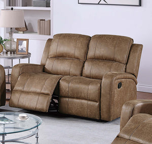 English Elm Manual Reclining Loveseat Faux Leather Tufted Two Seat Living Room Sofa Square Arm Chestnut B011P468573