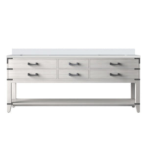 English Elm White Oak Double Bath Vanity 80” W X 22” D With White Quartz Top – Elegant Storage & Style Upgrade B2731P260357-GIGA