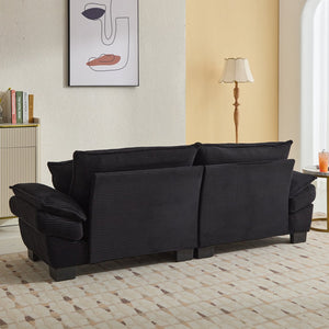English Elm Corduroy Stylish Sleeper Sofa Loveseat with Dual-Layer Cushions & Two Support Pillows, Sturdy Frame Black W676P184130