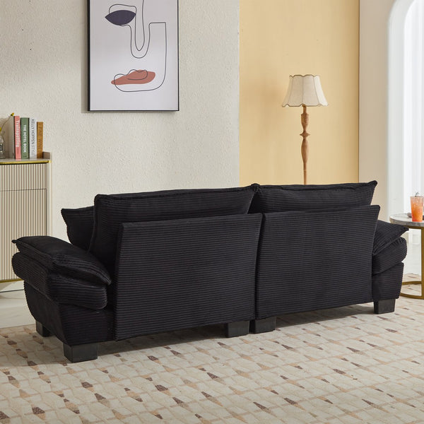 English Elm Corduroy Stylish Sleeper Sofa Loveseat with Dual-Layer Cushions & Two Support Pillows, Sturdy Frame Black W676P184130