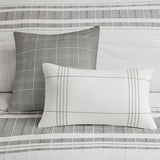 Harbor House Morgan Cottage/Country 5 Piece Cotton Jaquard Duvet Set HH12-1829 White/Grey