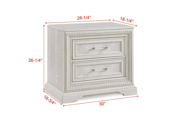 English Elm Beautiful Transitional 1pc Nightstand with 2 Drawers White Cream Finish Wooden Bedroom Accent B011P221372