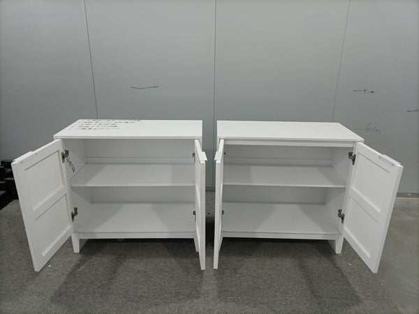 English Elm 31.5 Vintage Carved Buffet Cabinet with Adjustable Shelves, Waterproof MDF Sideboard for Home Storage White W1706P311101
