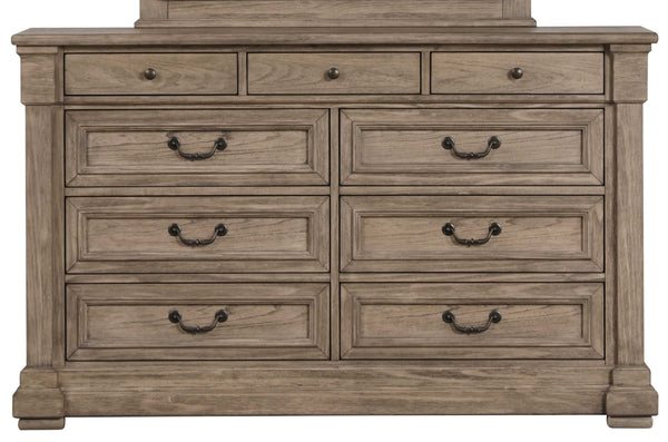 English Elm Weathered Gray Elm Veneer Dresser with Dovetail Drawers for a Farmhouse Bedroom B2741P494965