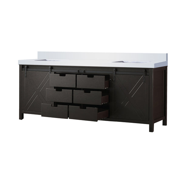English Elm Brown Double-Sink Vanity 84" W X 22" D With Cultured Marble Top, Ample Storage & Elegant Design B2731P260171