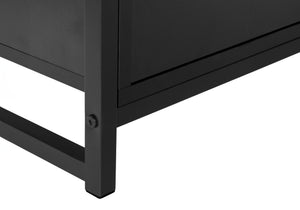 English Elm Tv Stand 48 Inch Media Console with Two Drawers Black Laminate Metal Modern B2710P219151