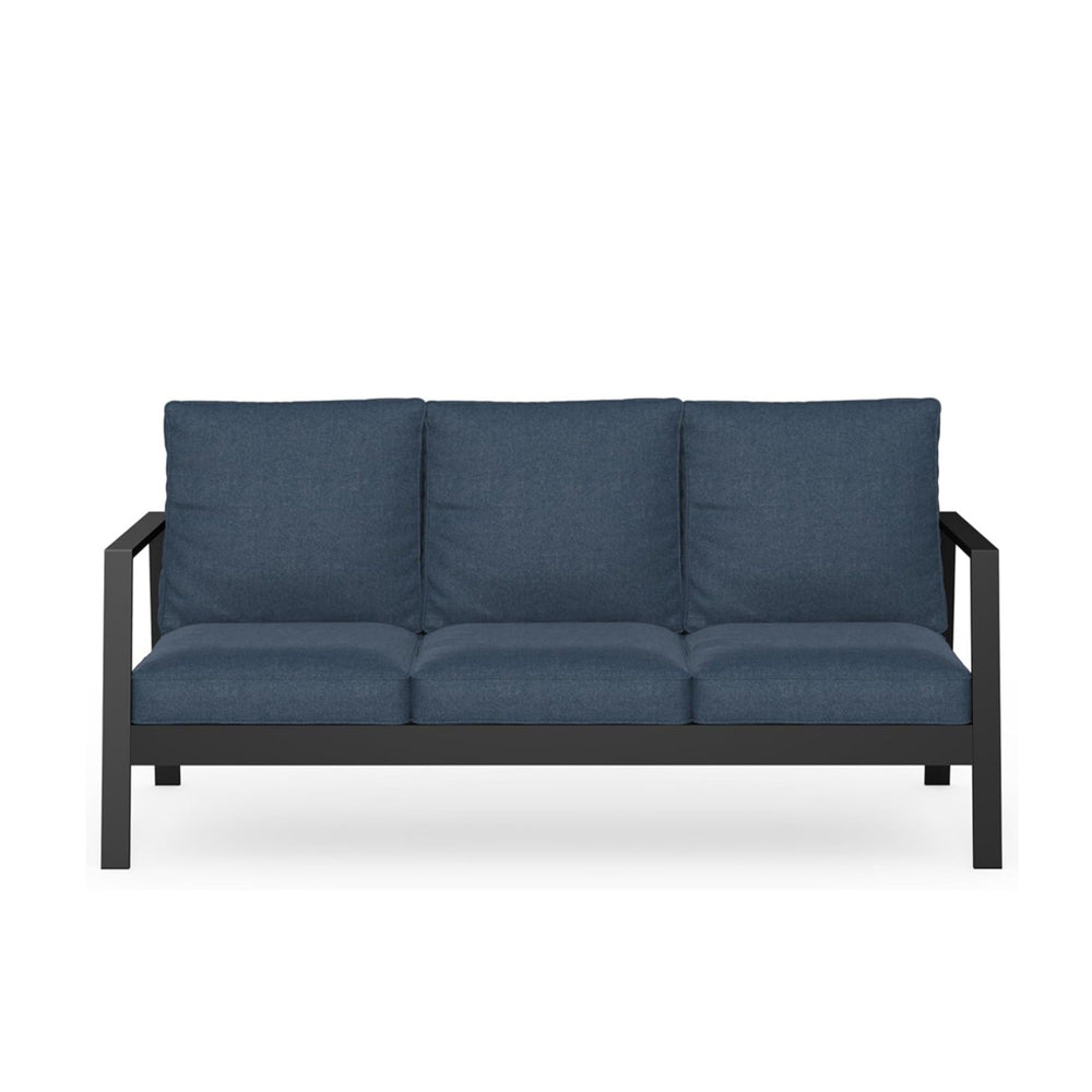 English Elm 75" Rust-proof Aluminum Outdoor Sofa with High-density Foam Cushions for Patio Lounging Black+Blue B082P454984