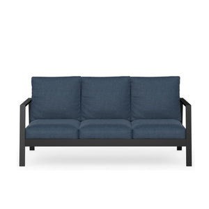 English Elm 75" Rust-proof Aluminum Outdoor Sofa with High-density Foam Cushions for Patio Lounging Black+Blue B082P454984