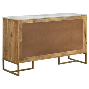 English Elm Paloma Herringbone Mango Wood Sideboard with Marble Top and Gold Legs B062P447721