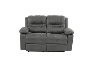 English Elm Modern Reclining 3 Piece Living Room Set Slate Blue Leatherette Sofa Loveseat Chair B011S02405