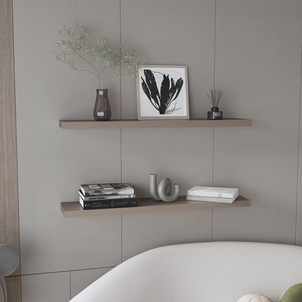 English Elm Ecco 47 Inch Floating Wall Shelves Set of 2 with Hidden Brackets for Modern Rooms B200P235855