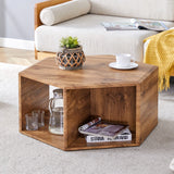 English Elm Hexagonal Mdf Coffee Table, Characteristic Pattern Stickers, Multi-Hole Design To Give More Storage Space, Simple and Convenient Design Makes It Suitable For All Kinds Of Style Scenes.